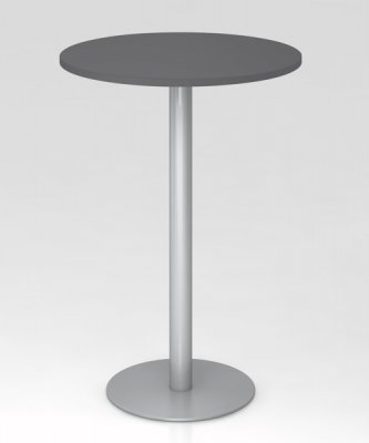 Stehtisch rund Säule silber Dekor Grafit