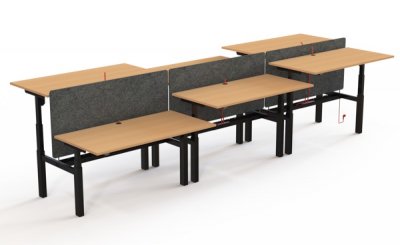 Stellbeispiel mit 3 Doppelschreibtischen CS18 mit Tischtrennwänden