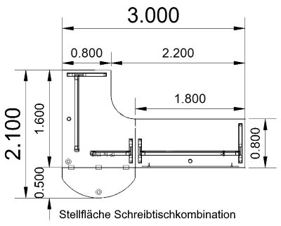 Komplettbüro P1 Stellfläche Schreibtischkombination
