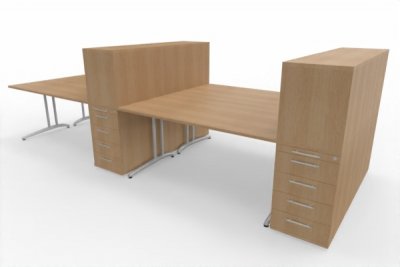 Teamarbeitsplatz HB5 für 4 Personen Eiche