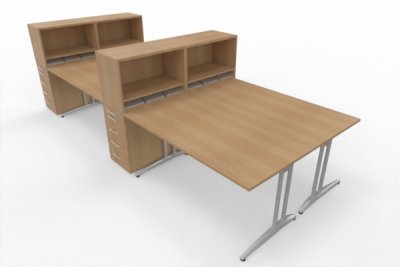 Teamarbeitsplatz HB5 für 4 Personen Eiche