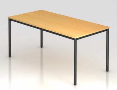 Meetingtisch Dortmund 160x80cm Buche Füße schwarz