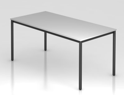 Meetingtisch Dortmund 160x80cm Lichtgrau Füße schwarz