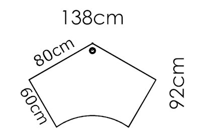 Schreibtisch CST Trapezform elektrisch höhenverstellbar Tischplatte Maße Tischplatte