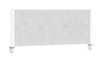 Tischtrennwand 120 cm Rahmen Weiss Vlies hellgrau