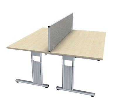 Schreibtisch-Trennwand eco 40 cm hoch mit Klemmfuß Anwendungsbeispiel Doppelarbeitsplatz
