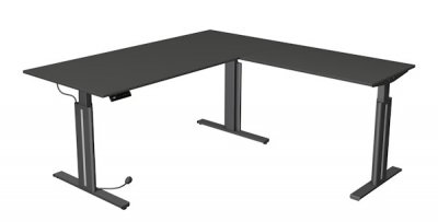 Elektrischer Winkelschreibtisch 180 x 180 cm Move3 elegant Tischplatten Dekor Anthrazit