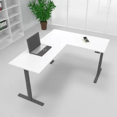 Winkelschreibtisch 180 x 220 cm elektrisch höhenverstellbar Grafit Weiß