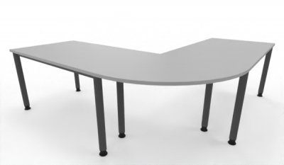 Winkelschreibtisch 220 x 220 cm H220 Gestellfarbe Grafit Tischplatten Lichtgrau