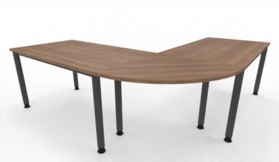 Winkelschreibtisch 220 x 220 cm H220 Gestellfarbe Grafit Tischplatten Nussbaum