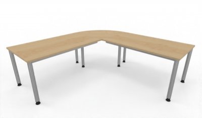 Winkelschreibtisch 220 x 220 cm H220 Gestellfarbe Silber Tischplatten Ahorn