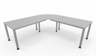 Winkelschreibtisch 220 x 220 cm H220 Gestellfarbe Silber Tischplatten Lichtgrau
