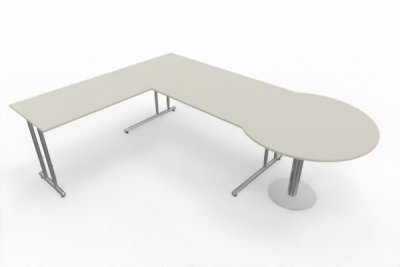 Winkelschreibtisch Artline mit Beratertisch Weiß