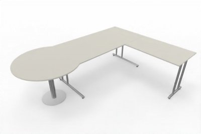 Winkelschreibtisch Artline mit Beratertisch Weiß