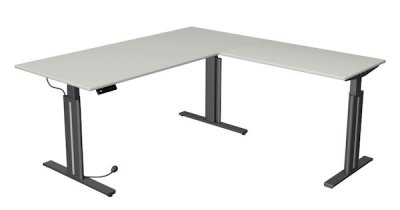 Elektrischer Winkelschreibtisch 180 x 180 cm Move3 elegant Tischplatten Dekor Lichtgrau