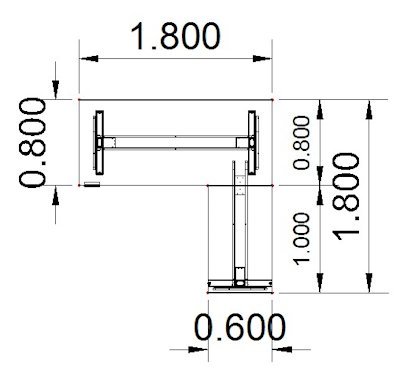 Elektrischer Winkelschreibtisch 180 x 180 cm Move3 elegant Stellfläche