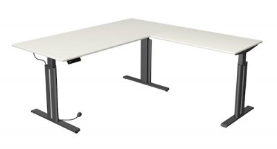 Elektrischer Winkelschreibtisch 180 x 180 cm Move3 elegant Tischplatten Dekor Weiß