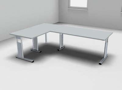 Winkelschreibtisch GS6 240x160 cm Lichtgrau