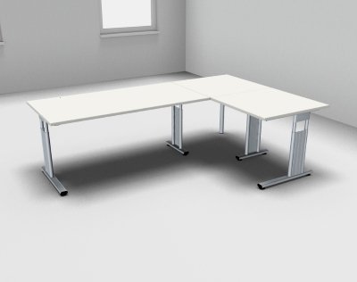 Winkelschreibtisch GS6 240x160 cm Weiss
