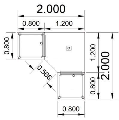 Winkelschreibtisch HE1 200x200 cm Stellfläche