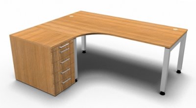 Winkelschreibisch mit Standcontainer Buche