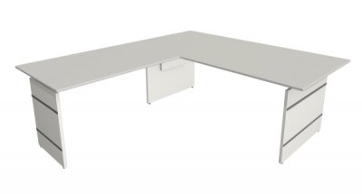 Winkelschreibtisch Form4 Wangengestell 200x220 cm Lichtgrau