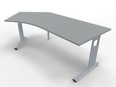 Winkelschreibtisch Mega 135° links Lichtgrau