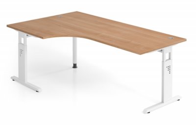 Winkelschreibtisch Offenbach Weiss Nussbaum