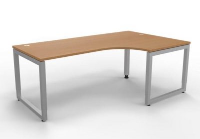 Winkelschreibtisch Riesa 200 cm Gestell Silber Buche