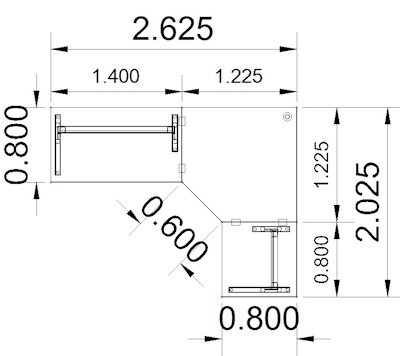 Winkelschreibtisch 262,5x202,5 cm Stellfläche