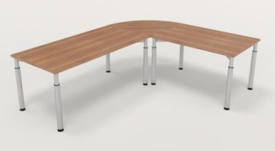 Winkelschreibtisch YE3 240x200 cm  Nussbaum Gestell Silber