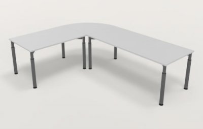 Winkelschreibtisch YE5 Lichtgrau Gestell Grafit