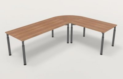 Winkelschreibtisch YE5 Nussbaum Gestell Grafit