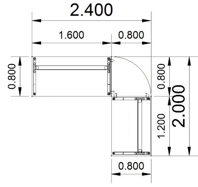 Winkelschreibtisch Z4 Stellfläche