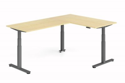 Winkelschreibtisch DSM 160x240 cm elektrisch höhenverstellbar Grafit-Ahorn