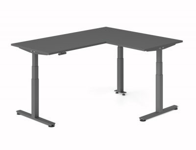 Winkelschreibtisch DSM 180x160 cm elektrisch höhenverstellbar Grafit-Grafit