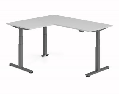 Winkelschreibtisch DSM 180x160 cm elektrisch höhenverstellbar Grafit-Lichtgrau