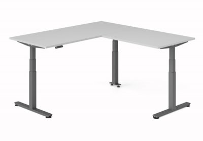 Winkelschreibtisch DSM 180x200 cm elektrisch höhenverstellbar Grafit-Lichtgrau