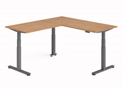 Winkelschreibtisch DSM 180x200 cm elektrisch höhenverstellbar Grafit-Nussbaum