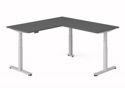 Winkelschreibtisch DSM 180x200 cm elektrisch höhenverstellbar Silber-Grafit