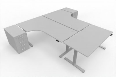 Teamarbeitsplatz DSM4 für 3 Personen Lichtgrau