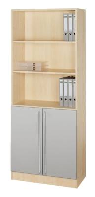Aktenschrank Multi 5 Orderhöhen, 2 OH Türen, Ahorn/Silber