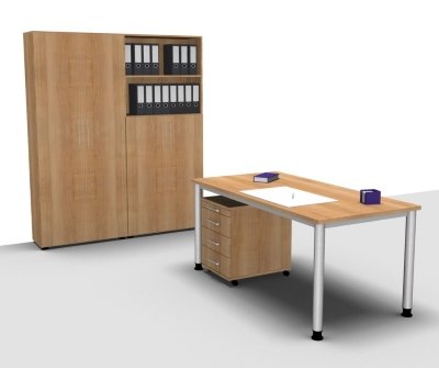 Komplettbuero H3 Nussbaum