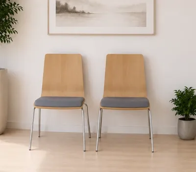 2er Set Holzstühle Sitzfläche mit Polster
