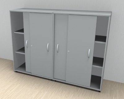 Büro Schrankwand 32 Mega 3 Ordnerhöhen Lichtgrau