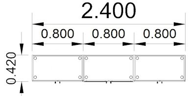 Büro Schrankwand MA1 3-teilig 240 cm breit 110,4 cm hoch Zeichnung Stellfläche