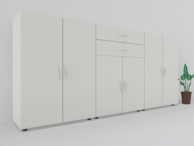 Büroschrankwand 240 cm breit 110,4 cm hoch MA5 Weiß