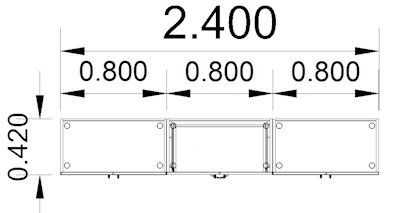 Büroschrankwand 240 cm breit 110,4 cm hoch MA5 Zeichnung