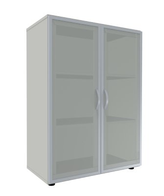 Aktenschrank Mega 3 OH mit Glastüren Weiss