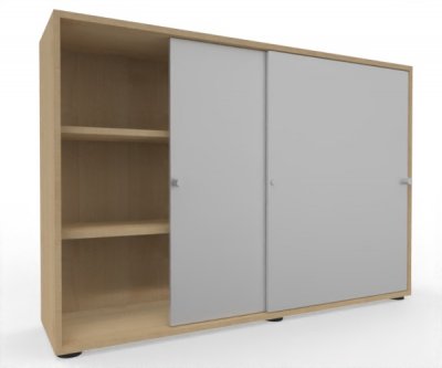 Schiebetürenschrank Master 160 cm breit 3 Ordnerhöhen Korpus Ahron Türen Silber